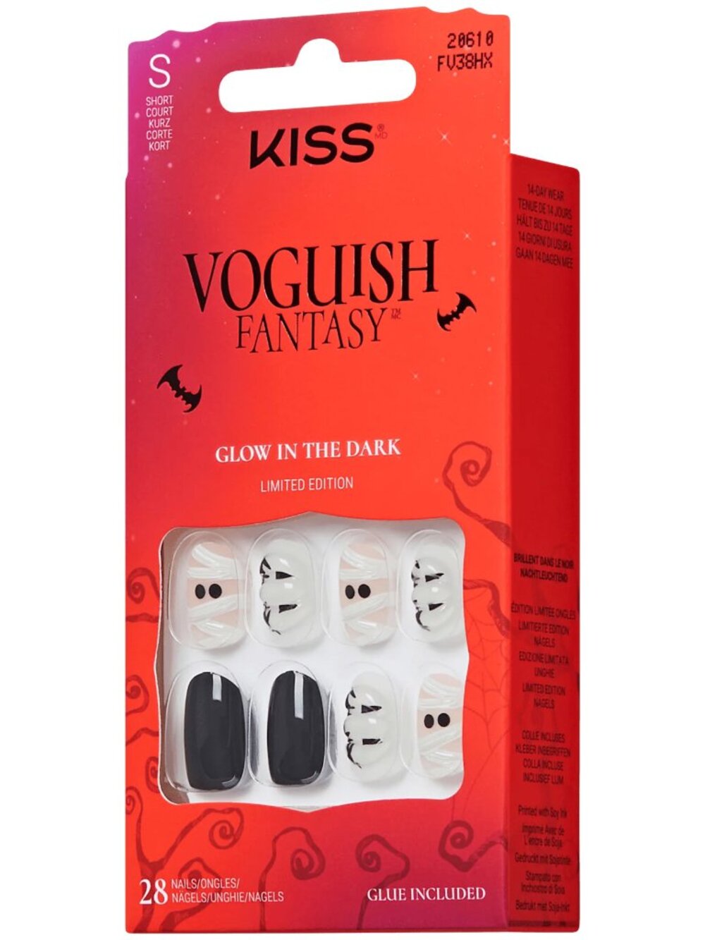 KISS Voguish Fantasy Glow-In-The-Dark Halloween Short Nails - Creepy Flavors